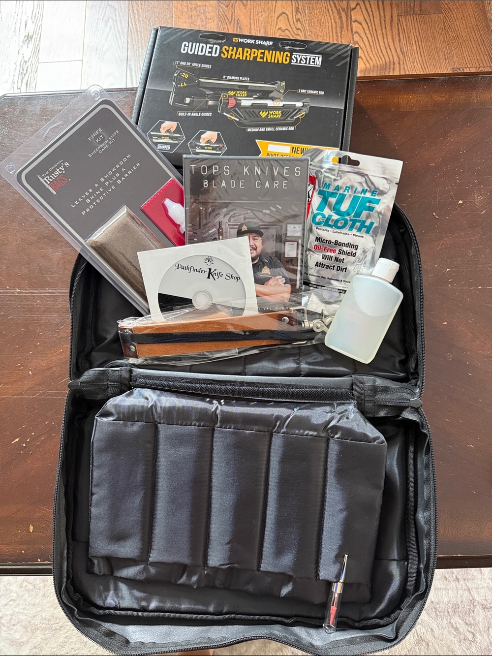 Knife Care Kit with Tools and Tuf Cloth - Black and Brown